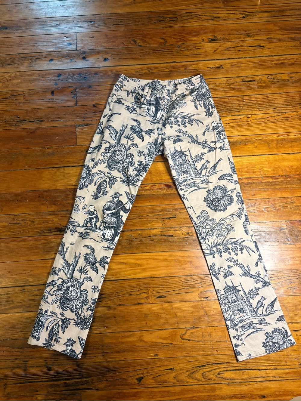 Manuel Canovas Women’s Toile Beige and Black Straight Leg Pants